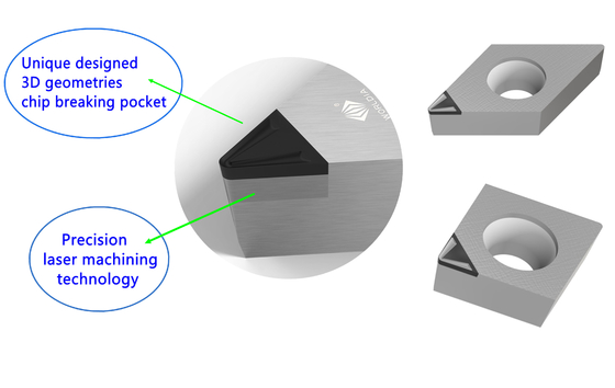 Parte movible de DCGW PCD CVDD con las herramientas de corte del microprocesador-triturador para trabajar a máquina las aleaciones de aluminio